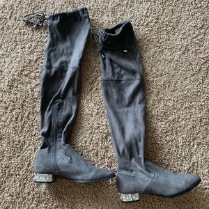 Grey Suede boots with shining heel 8.5